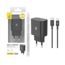 OnePlus EU Wall Charger NA0274 with Type C to Lightning Cable 1PD Port 3.4A Max. 18W Black OnePlus EU Wall Charger NA0274 with Type C to Lightning Cable 1PD Port 3.4A Max. 18W Black